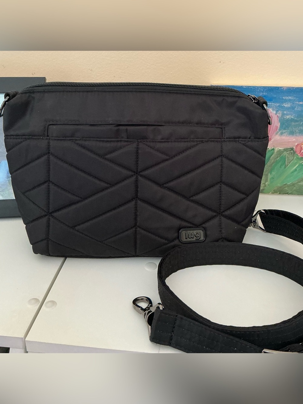 lug Quilted Crossbody Bag in Black